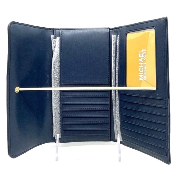 Michael Kors Large Trifold Wallet Navy Blue (NWT) - Picture 8 of 9